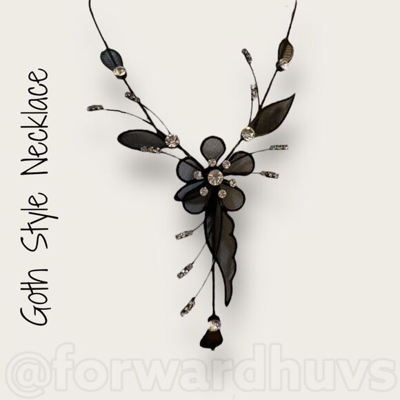 Goth Style Black Rhinestone Special Occassion Necklace - Picture 1 of 6